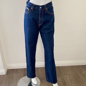 Eytys Benz Dark Denim 90s Inspired High Waisted Loose Fit Jeans Purple Velvet